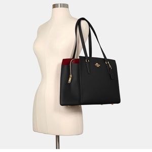 Coach Carry All Tatum-40 Black with red interior